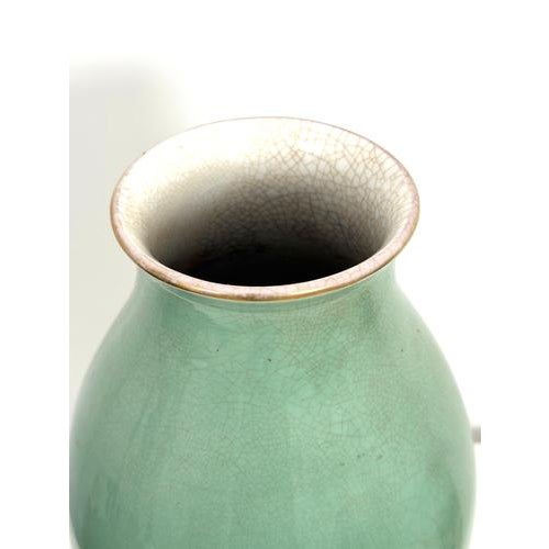 Large Jade Green Crackle Glaze Porcelain Vase from Rosenthal Selb, 1930s For Sale - Image 3 of 12