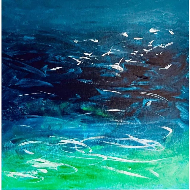 Abstract Seascape With Gulls Painting by Shabs Beigh For Sale