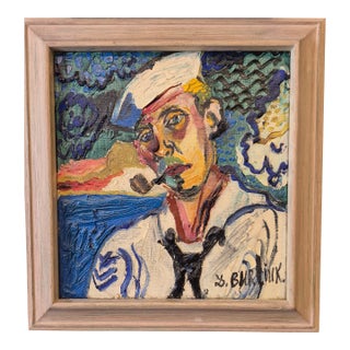 Portrait Painting of a Sailer by David Burliuk For Sale