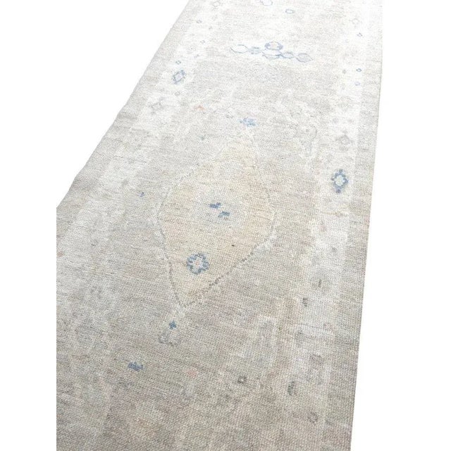 Textile 1990s Handwoven Turkish Oushak Runner Rug 3x20 For Sale - Image 7 of 10