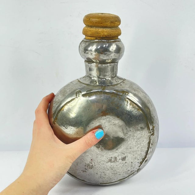 Wood Early 20th Century Indian Metal Bottle MATTER COLLECTION For Sale - Image 7 of 7