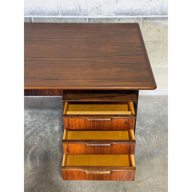 In Style of Gunni Omann for Omann Jun Model 75 Rosewood Executive Desk Danish Mid-Century Modern 1960s For Sale - Image 4 of 11