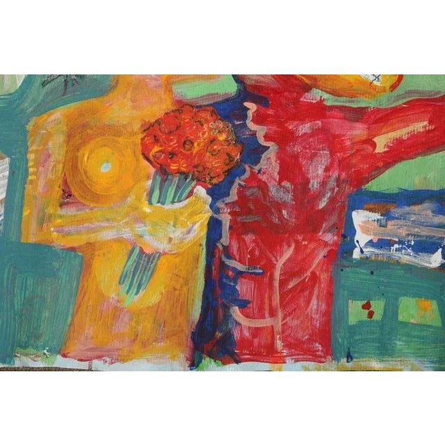 1999 "Spring Stroll" Neo Expressionist Folk Art Painting on Mixed Media by Julie Hermoso For Sale In New York - Image 6 of 10