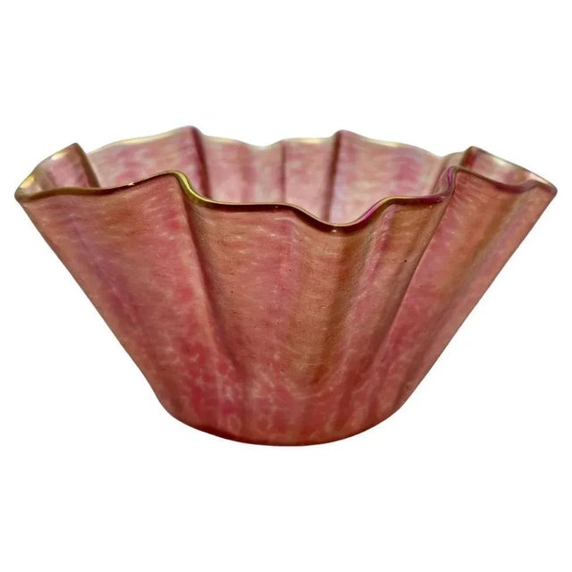 Art Nouveau Cookie Bowl in Iridescent Glass attributed to Pallme Konig & Hagel, 1870s For Sale - Image 10 of 10