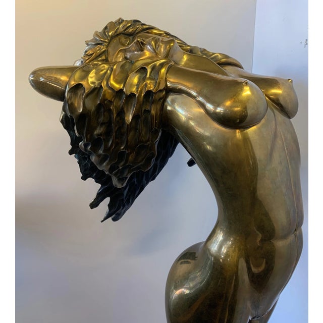 Figurative 1980s 'Windsong' Tom Bennett Figurative Female Signed Bronze Sculpture For Sale - Image 3 of 13