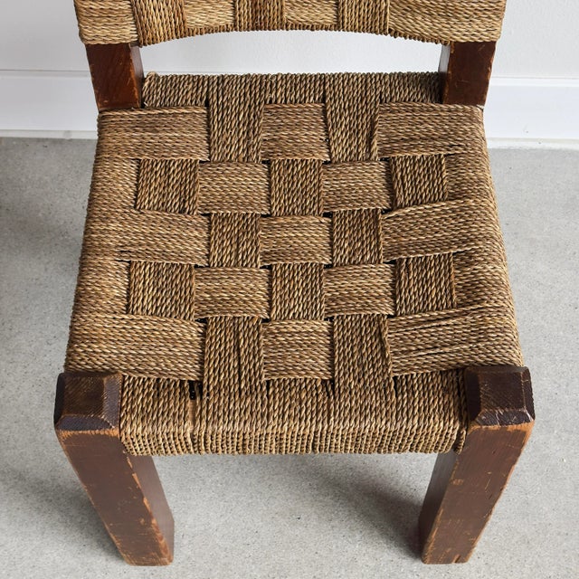 Wood Rope and Dark Oak Side Chair, 1940s France For Sale - Image 7 of 10