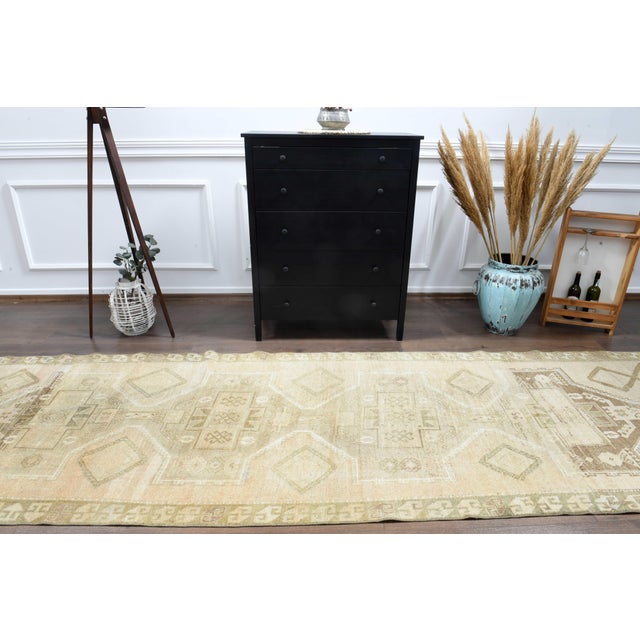 Beige 1970s Vintage Handmade Wool Cotton Turkish Area Rug For Sale - Image 8 of 11