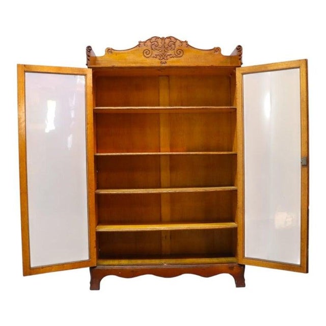 Rj Horner Carved Oak 2-Door Bookcase Unsigned C1920 For Sale - Image 13 of 14