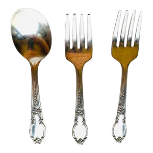1950's Oneida 1881 Rogers Silver Plate " Enchantment" Pattern Baby Flatware 3 Pieces Set