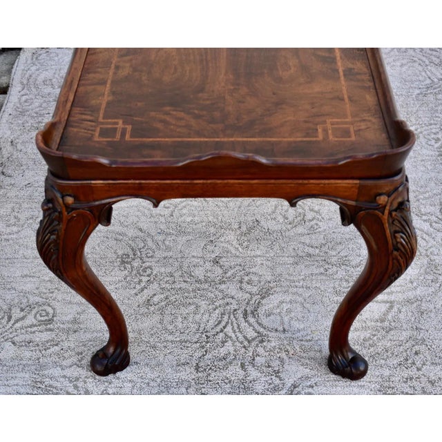 Wood Antique Carved & Inlaid Walnut French Style Accent Table For Sale - Image 7 of 13