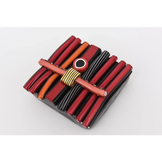 1990's Signed Glass Paperweight Red, Copper Orange, Black, Gold For Sale - Image 4 of 10