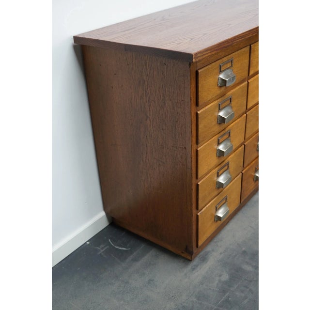Wood Mid-20th Century German Industrial Oak Apothecary Cabinet For Sale - Image 7 of 15