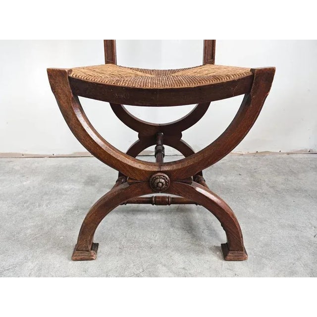 Neo-Renaissance Side Chairs in Oak with Rush Seats, 1890s, Set of 2 For Sale - Image 4 of 16