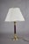 Goldenrod Vintage Brass Table Lamp with Burgundy Column and White Shade, 1980s For Sale - Image 8 of 11