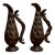 Pair of Vintage Hand-Carved Spanish Wooden Pitchers With Hammered Texture For Sale