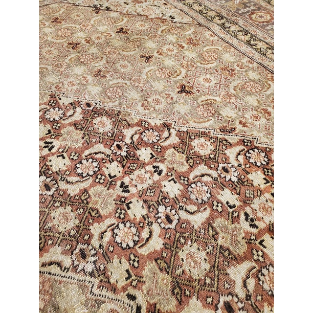 Textile Antique Tabriz Carpet, Handmade Persian Rug in Masculine Gold, Brown and Taupe For Sale - Image 7 of 17