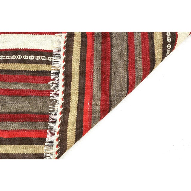Mid 20th Century Mid 20th Century Striped Vintage Turkish Kilim Rug For Sale - Image 5 of 7