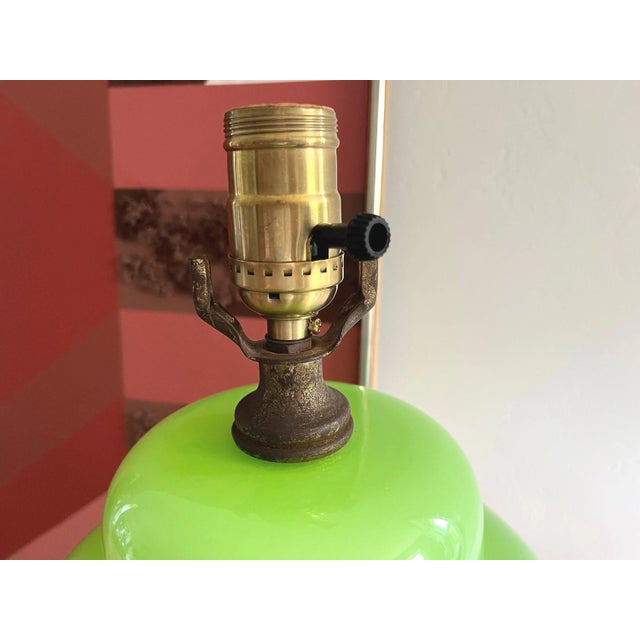 1970s Green Palm Ginger Lamp & Shade For Sale - Image 16 of 18