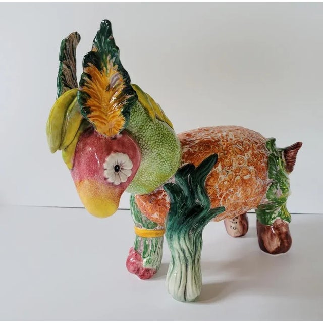 20th C Italian Majolica Vegetable Cabbage Donkey Burro Statue For Sale - Image 10 of 10