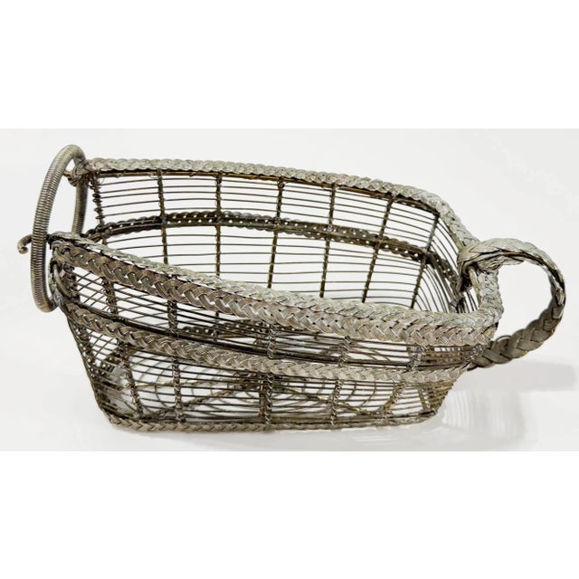 Early 20th Century Antique French Braided Silver Wire Wine Holder For Sale - Image 5 of 10