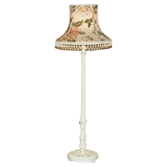 Painted Floor Lamp with Vintage Floral Shade For Sale - Image 9 of 9