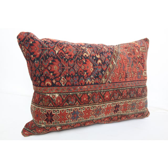 Tribal Antique Tribal Double-Knotted Rug Pillow Cover – Tribal Geometric Motif, 16 X 24 For Sale - Image 3 of 10