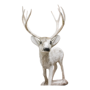 Majestic Life-Size Cast Concrete Stag Deer Sculpture, Rustic Garden Accent