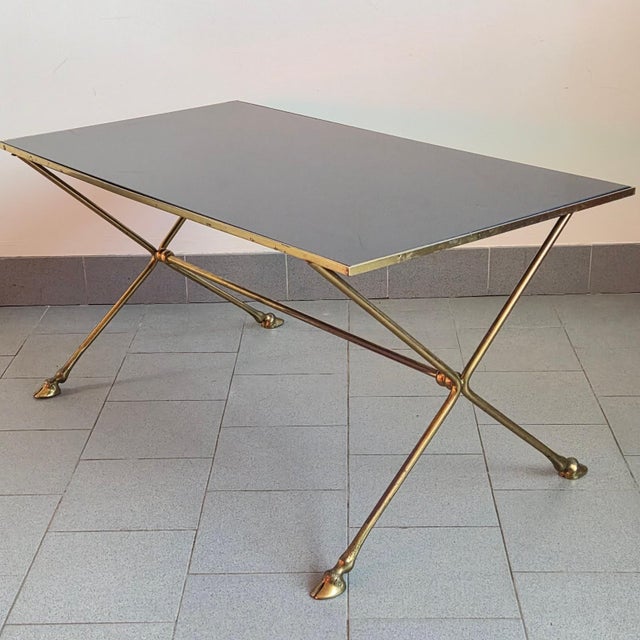 Vintage Coffee Table in Bronze and Glass with Goats Feet from Maison Jansen, 1970s For Sale - Image 15 of 15