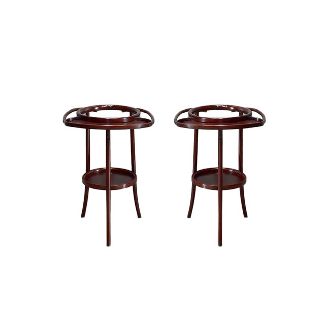 Curved Wooden Barbershop Tables in the style of Thonet, 1920, Set of 2 For Sale