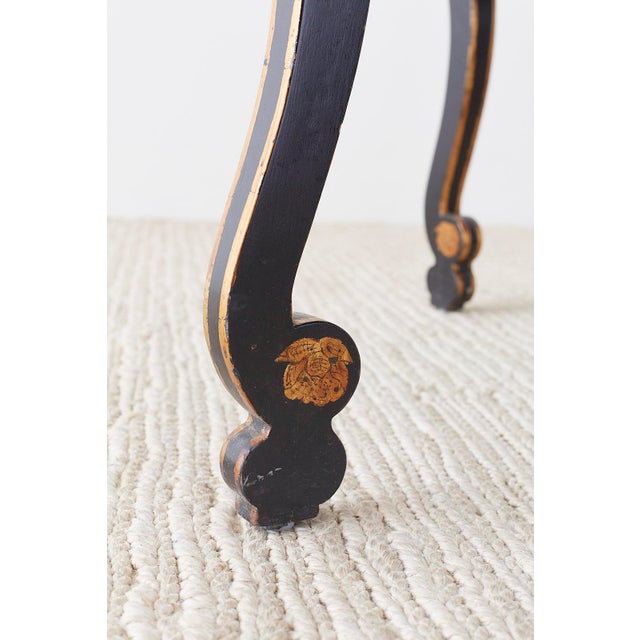 Chinoiserie Style Black Lacquer Parcel Gilt Center Table For Sale - Image 12 of 13