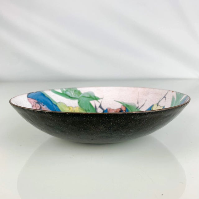 Vintage Mid Century Modern Painted Enamel Copper Bowl by Lilyan Bachrach Signed For Sale - Image 10 of 13