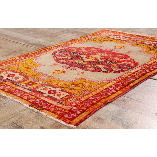 Red Antique Turkish Oushak Rug, 03'01 X 04'09 For Sale - Image 8 of 10