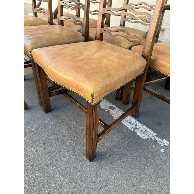 Antique Chippendale Ladderback Dining Room Chairs, Set of Eight For Sale - Image 10 of 12