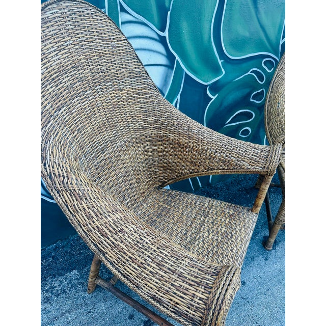 Wood 1920s English Wicker & Rattan Armchairs, Attributed to Dryad & Co. - Set of 2 For Sale - Image 7 of 11