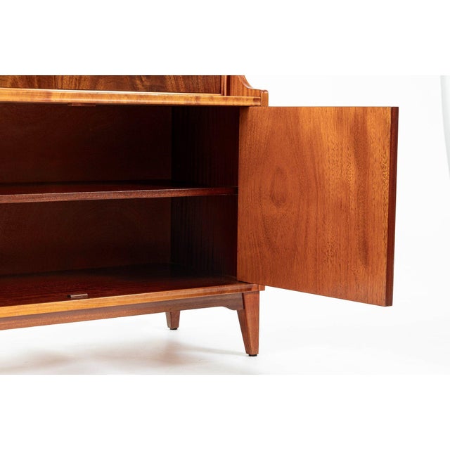 Scandinavian Modern Figured Mahogany Secretary Bookcase Cabinet 1960s For Sale - Image 14 of 17