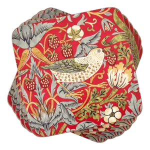 Spode Morris & Co Strawberry Thief Red Coasters, Set of 6