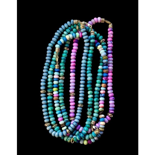 Oregon Blue Opal Necklace With 14k Gold For Sale In New York - Image 6 of 6