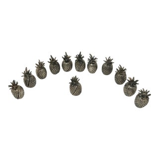 Vintage Silver Plated Pineapple Place Card Holders - Vintage Tableware - Set of 12 For Sale