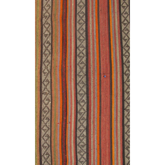 Turkish Very Long Kilim Vintage Runner With Vertical Stripe and Geometric Pattern For Sale - Image 3 of 7