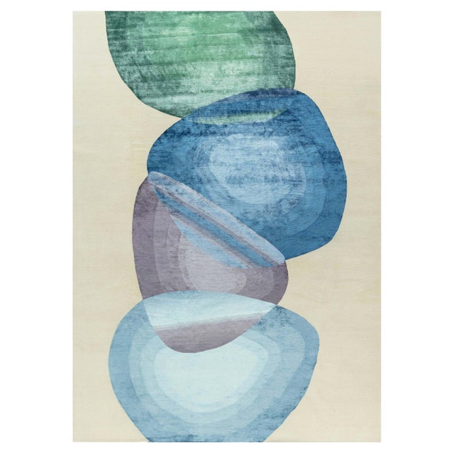 Modern Oasis Hand Knotted Wool, Silk Rug by Doris Leslie Blau For Sale