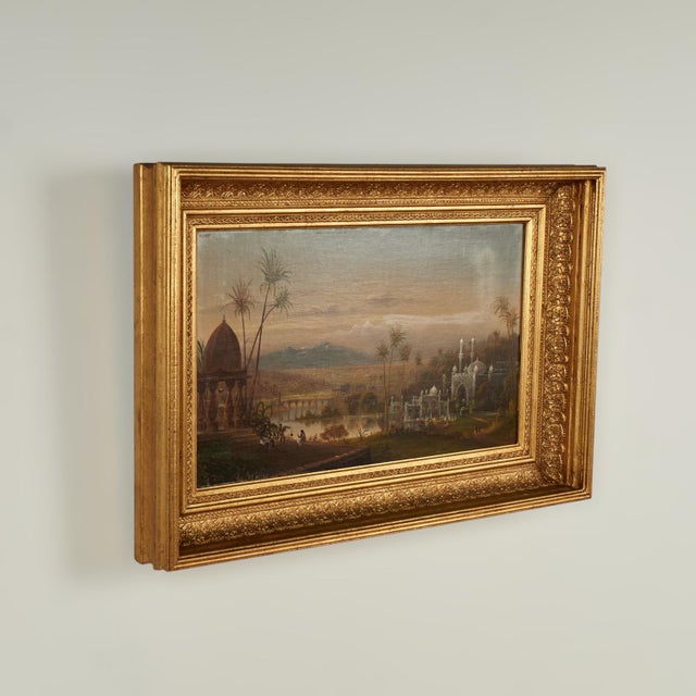 Antique Painting of an India Landscape With a Temple by Daniel C. Grose For Sale - Image 12 of 13