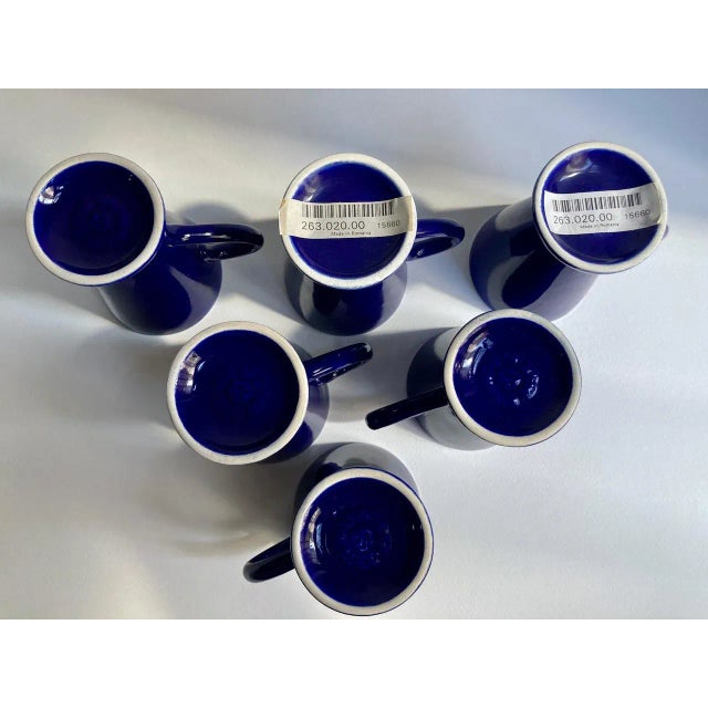 Mid 20th Century Royal Blue Handled Ceramic Mugs - Set of 6 For Sale - Image 10 of 13