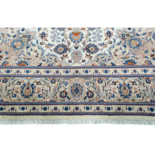 Beige Hand-Knotted Cork Wool Kashmar Rug with Floral Design, 1990s For Sale - Image 8 of 13