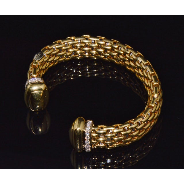 Rare Vintage Fope 1.00ct Natural Diamond Flex'it 18k Gold Open Cuff Bangle Bracelet For Sale - Image 11 of 13
