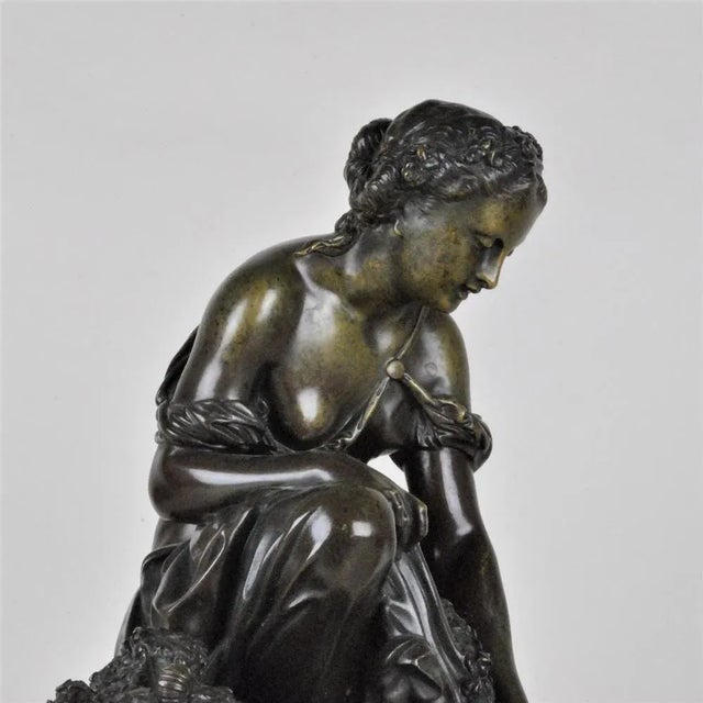 Bronze Clock Depicting Woman with Flowers from Schenewerk, 19th Century For Sale - Image 15 of 18