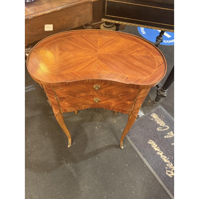 Inlaid Kidney Bedside Table, 1940s For Sale - Image 4 of 6