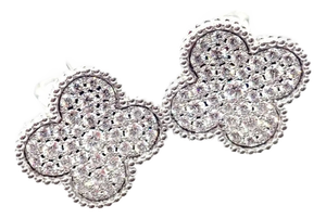 Van Cleef & Arpels White Gold Magic Alhambra Diamond Earrings, Pair