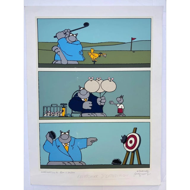 Philippe Geluck - Golf Silk-screen print 2003 Numbered on 300 and signed Exhibition copy Missing and damaged 73x60...