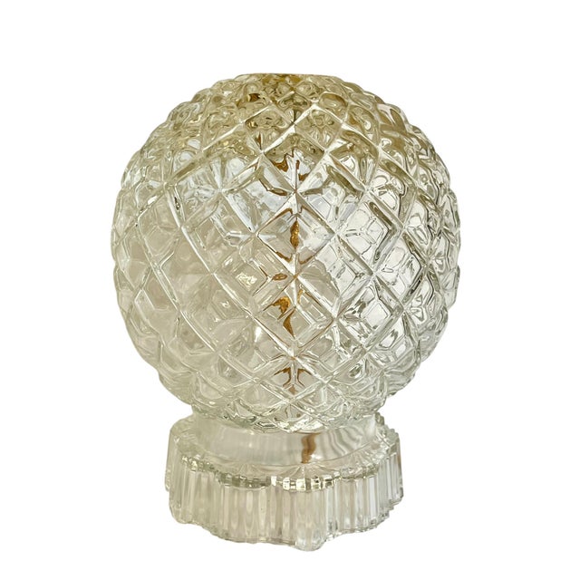 Vintage Pressed Glass Table Lamp With Custom Scalamandre Style Tiger Print Shade For Sale - Image 11 of 11