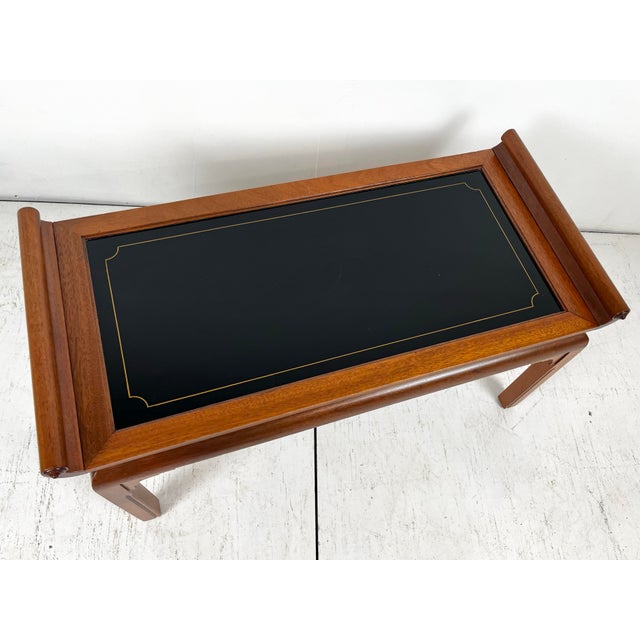 Wood Mid Century Mahogany Scroll Top Coffee Table For Sale - Image 7 of 11